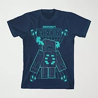 Little & Big Kid Boys Crew Neck Short Sleeve Loose Fit Minecraft Graphic T-Shirt