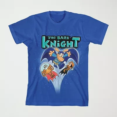 Dog Man Bark Knight Little & Big Kid Boys Crew Neck Short Sleeve Loose Fit Graphic T-Shirt