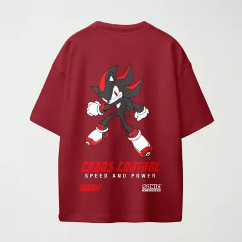 Shadow Little & Big Kid Boys Crew Neck Short Sleeve Oversized Sonic the Hedgehog Graphic T-Shirt
