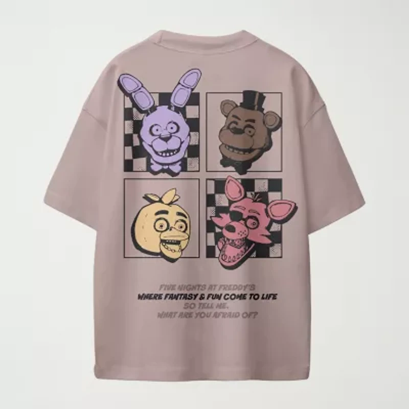 Little & Big Kid Boys Crew Neck Short Sleeve Oversized Five Nights at Freddys Graphic T-Shirt