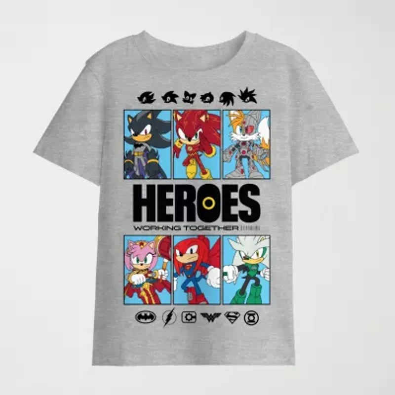 Little & Big Kid Boys Crew Neck Short Sleeve Regular Fit Sonic the Hedgehog Graphic T-Shirt
