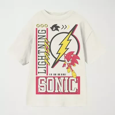Little & Big Kid Boys Crew Neck Short Sleeve Oversized Sonic the Hedgehog Graphic T-Shirt
