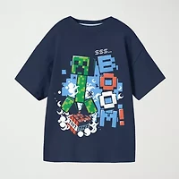 Little & Big Kid Boys Crew Neck Short Sleeve Oversized Minecraft Graphic T-Shirt