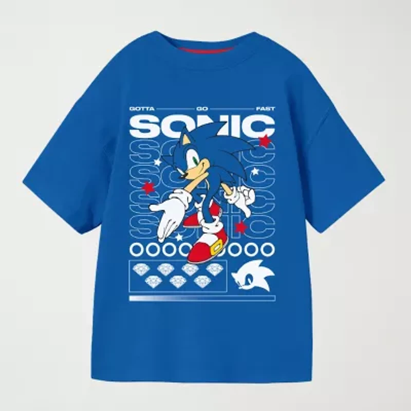 Little & Big Kid Boys Crew Neck Short Sleeve Oversized Sonic the Hedgehog Graphic T-Shirt