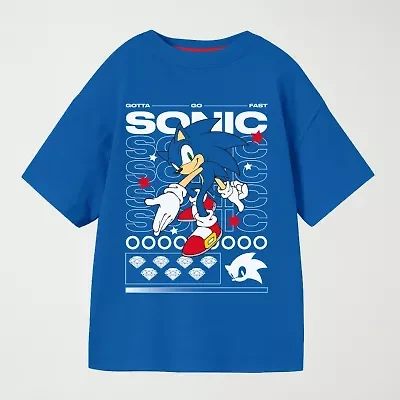 Little & Big Kid Boys Crew Neck Short Sleeve Oversized Sonic the Hedgehog Graphic T-Shirt