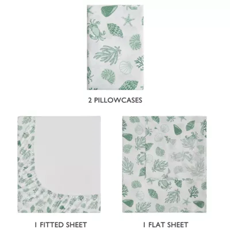 Beatrice Home Fashions Caribbean Joe Coastal 4pc Sheet Set