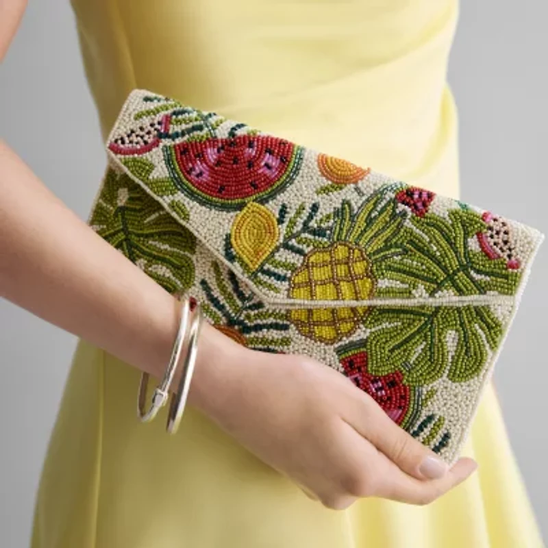SOL and MER Beaded Fruits Beaded Clutch