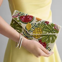 SOL and MER Beaded Fruits Beaded Clutch