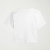 Andy Fashion Cropped Womens Juniors Crew Neck Short Sleeve Classic Fit Graphic T-Shirt