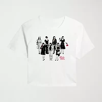 Andy Fashion Cropped Womens Juniors Crew Neck Short Sleeve Classic Fit Graphic T-Shirt