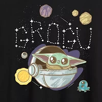 Grogu Space Womens Juniors Crew Neck Short Sleeve Oversized Baby Yoda Star Wars Graphic T-Shirt