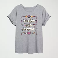 Friendship Bracelet Womens Juniors Crew Neck Short Sleeve Oversized Minnie Mouse Graphic T-Shirt