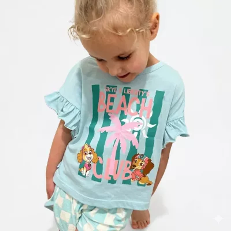 Grayson Little Toddler Girls Crew Neck Short Sleeve Regular Fit Paw Patrol Graphic T-Shirt