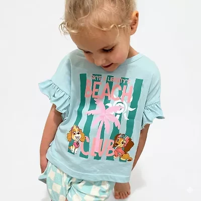 Grayson Little Toddler Girls Crew Neck Short Sleeve Regular Fit Paw Patrol Graphic T-Shirt