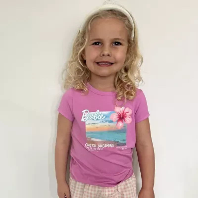 Grayson Little Toddler Girls Crew Neck Short Sleeve Regular Fit Barbie Graphic T-Shirt