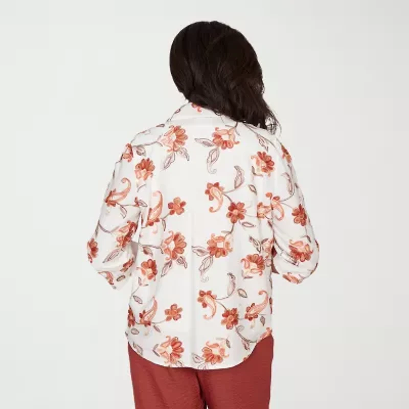 Alfred Dunner Spice Market Womens 3/4 Sleeve Layered Top