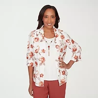 Alfred Dunner Spice Market Womens 3/4 Sleeve Layered Top