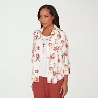 Alfred Dunner Spice Market Womens 3/4 Sleeve Layered Top