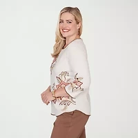 Alfred Dunner Spice Market Womens Crew Neck 3/4 Sleeve T-Shirt