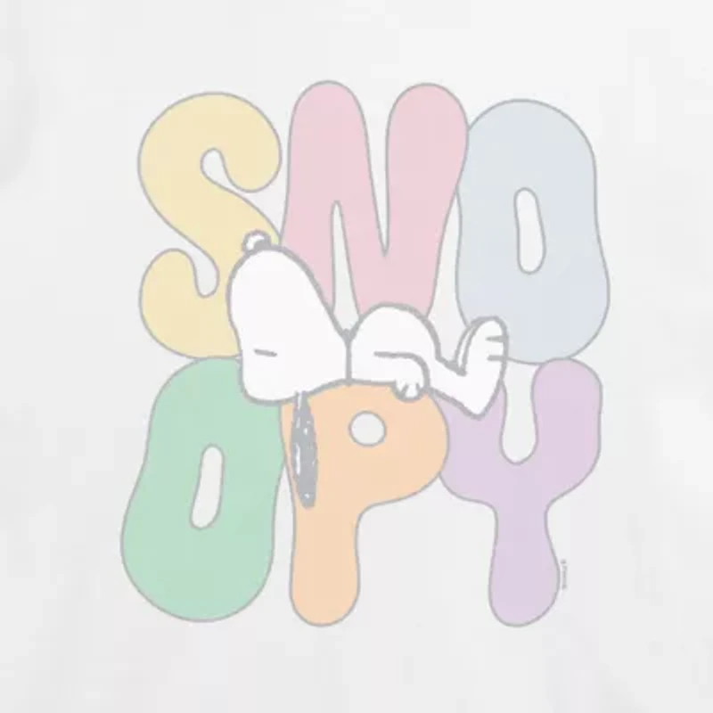 Sleepy Womens Juniors Crew Neck Short Sleeve Classic Fit Peanuts Snoopy Graphic T-Shirt