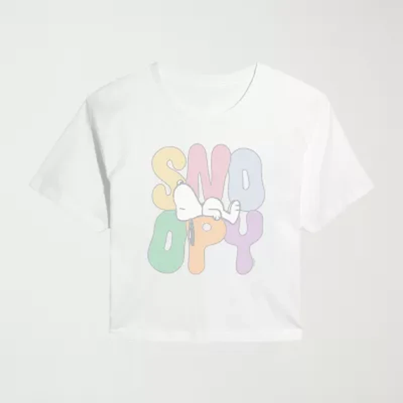 Sleepy Womens Juniors Crew Neck Short Sleeve Classic Fit Peanuts Snoopy Graphic T-Shirt
