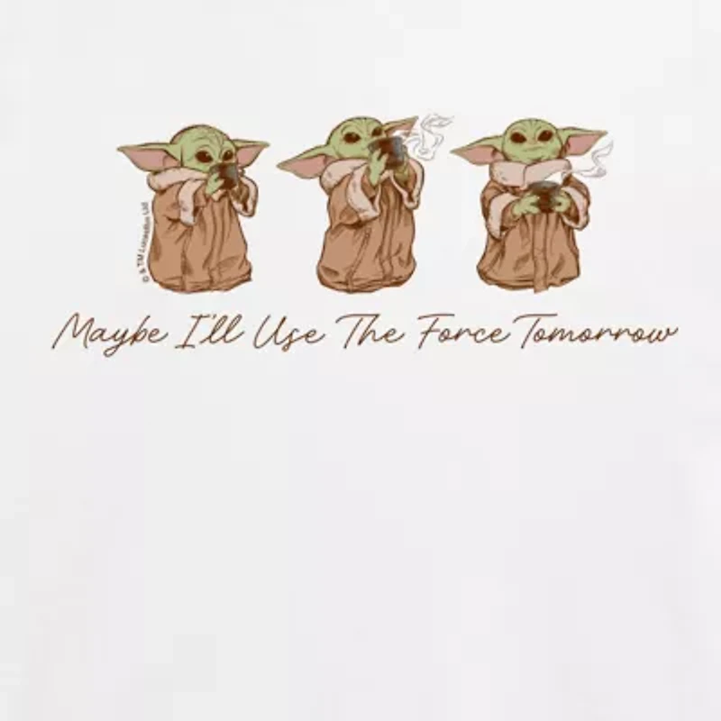 Womens Juniors Crew Neck Short Sleeve Classic Fit Baby Yoda Star Wars Graphic T-Shirt