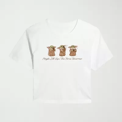 Womens Juniors Crew Neck Short Sleeve Classic Fit Baby Yoda Star Wars Graphic T-Shirt