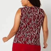 Black Label by Evan-Picone Womens Crew Neck Sleeveless Plus Blouse