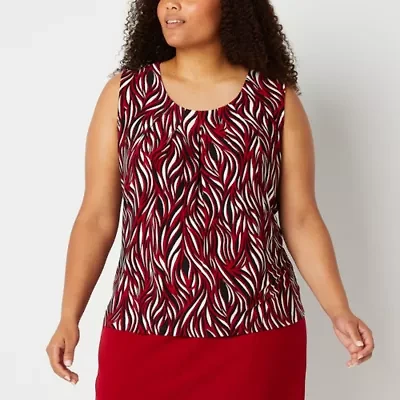 Black Label by Evan-Picone Womens Crew Neck Sleeveless Plus Blouse