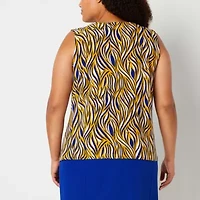 Black Label by Evan-Picone Womens Crew Neck Sleeveless Plus Blouse