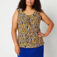 Black Label by Evan-Picone Womens Crew Neck Sleeveless Plus Blouse