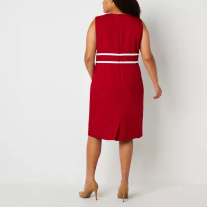 Black Label by Evan-Picone Womens Sleeveless Plus Sheath Dress