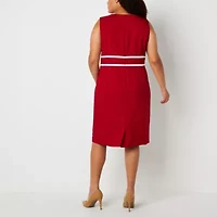 Black Label by Evan-Picone Womens Sleeveless Plus Sheath Dress