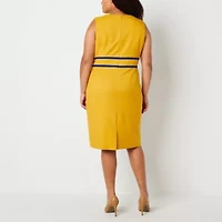 Black Label by Evan-Picone Womens Sleeveless Plus Sheath Dress