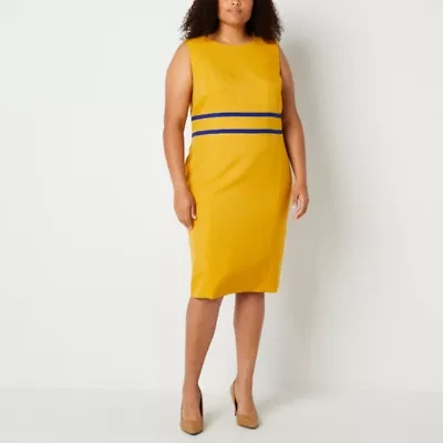 Black Label by Evan-Picone Womens Sleeveless Plus Sheath Dress