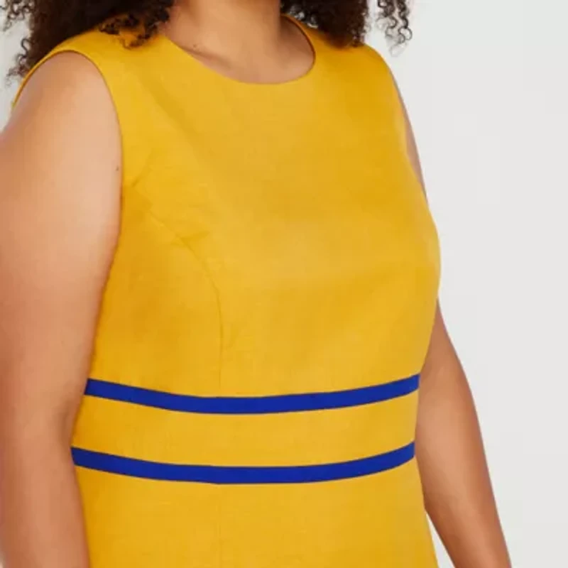 Black Label by Evan-Picone Womens Sleeveless Plus Sheath Dress