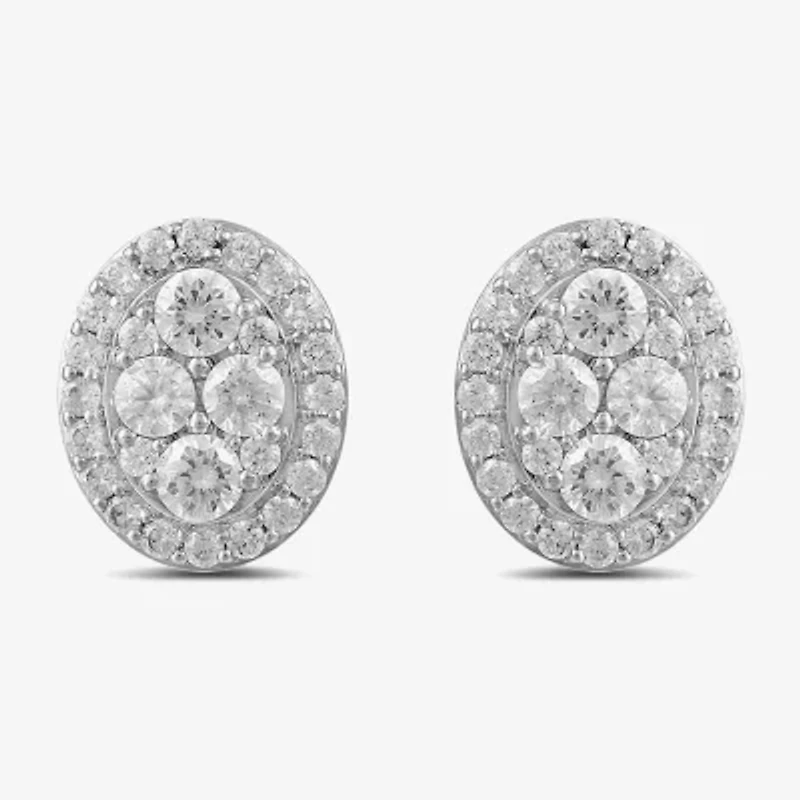 (G / I1) 1 CT. T.W. Lab Grown White Diamond 10K Gold 10.5mm Oval Stud Earrings