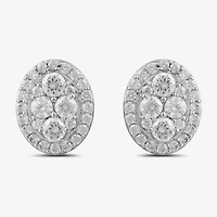 (G / I1) 1 CT. T.W. Lab Grown White Diamond 10K Gold 10.5mm Oval Stud Earrings