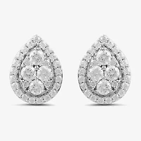 (G / I1) 1 CT. T.W. Lab Grown White Diamond 10K Gold 12mm Pear Stud Earrings
