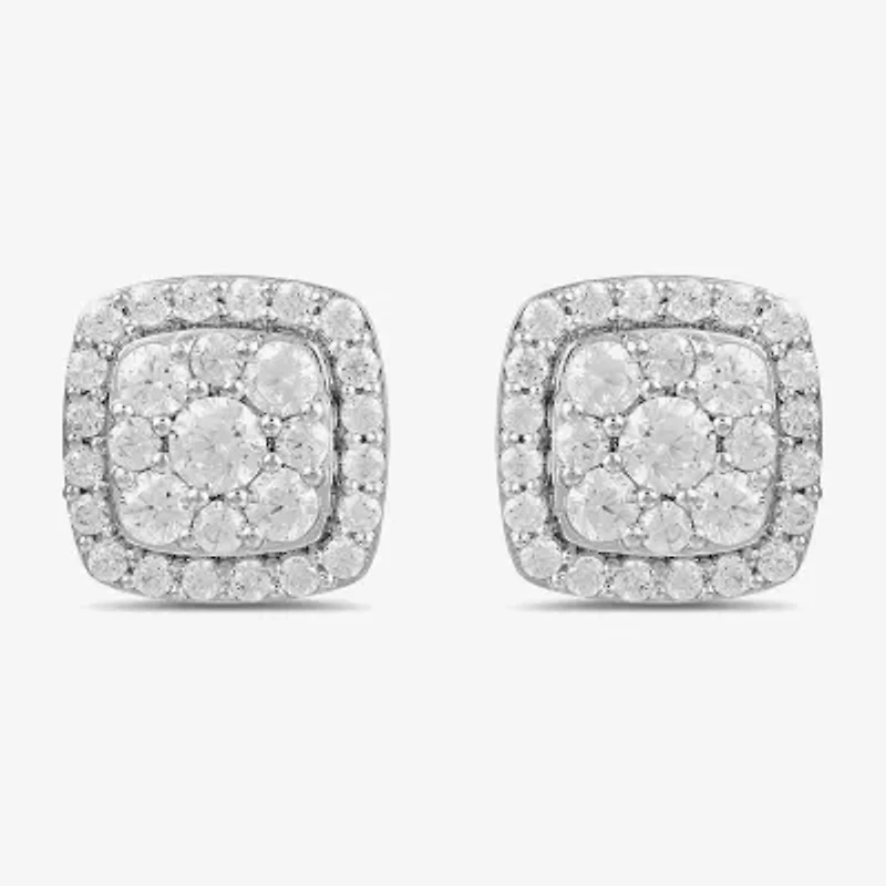 (G / I1) 1 CT. T.W. Lab Grown White Diamond 10K Gold 9.5mm Cushion Stud Earrings