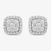 (G / I1) 1 CT. T.W. Lab Grown White Diamond 10K Gold 9.5mm Cushion Stud Earrings