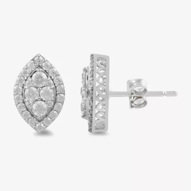 (G / I1) 1 CT. T.W. Lab Grown White Diamond 10K Gold 13mm Marquise Stud Earrings