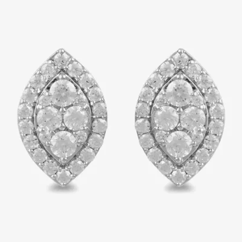 (G / I1) 1 CT. T.W. Lab Grown White Diamond 10K Gold 13mm Marquise Stud Earrings