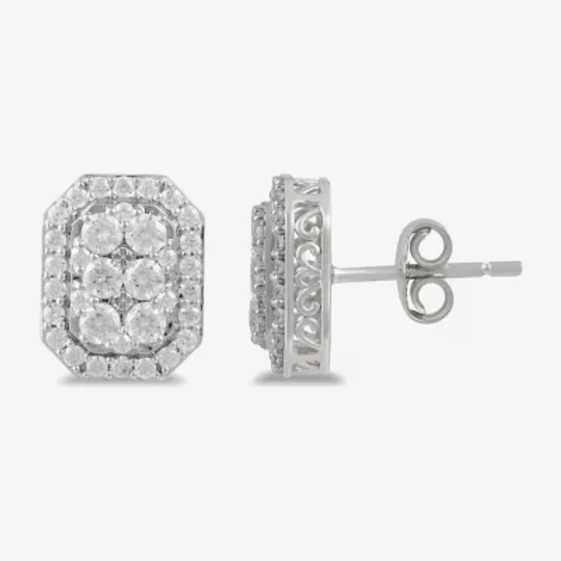 (G / I1) 1 CT. T.W. Lab Grown White Diamond 10K Gold 11.3mm Stud Earrings