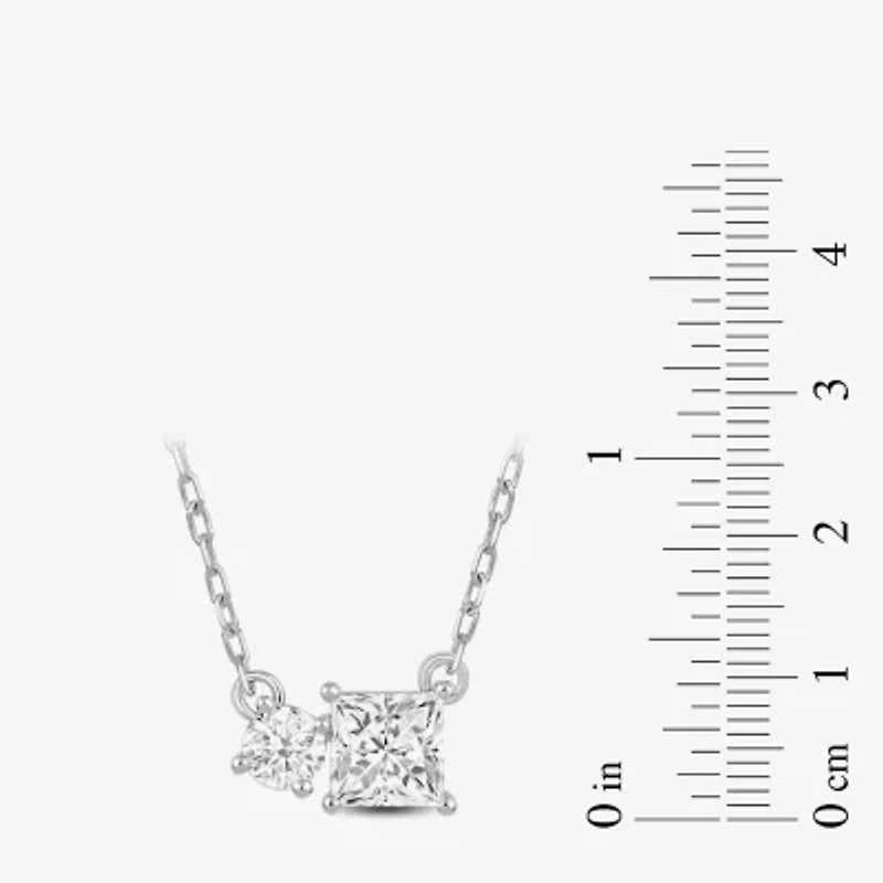 F / Si2) Womens 1/ CT. T.W. Lab Grown White Diamond 10K Gold 18 Inch Pendant Necklace
