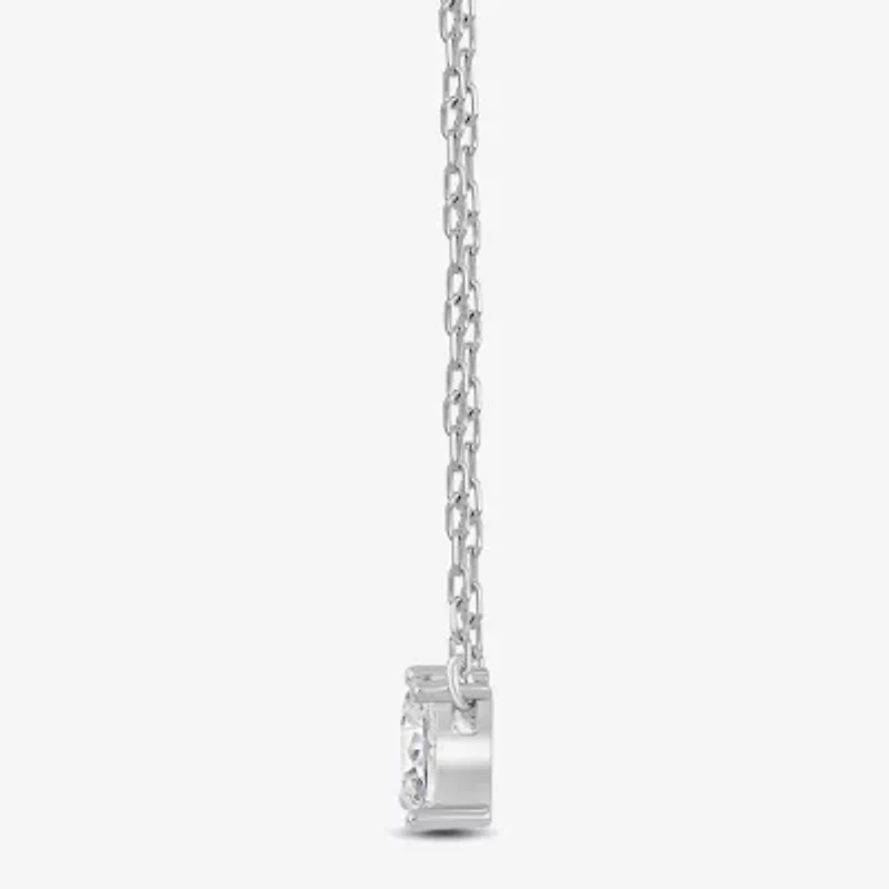 F / Si2) Womens 1/ CT. T.W. Lab Grown White Diamond 10K Gold 18 Inch Pendant Necklace