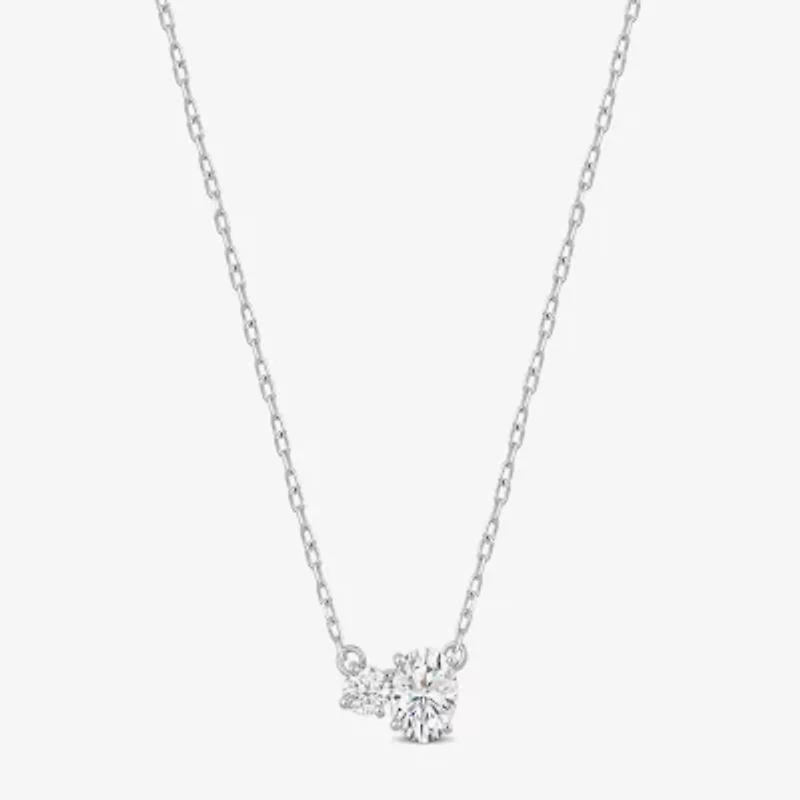 F / Si2) Womens 1/ CT. T.W. Lab Grown White Diamond 10K Gold 18 Inch Pendant Necklace