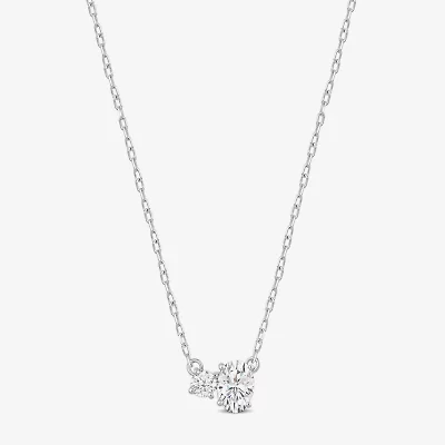 F / Si2) Womens 1/ CT. T.W. Lab Grown White Diamond 10K Gold 18 Inch Pendant Necklace