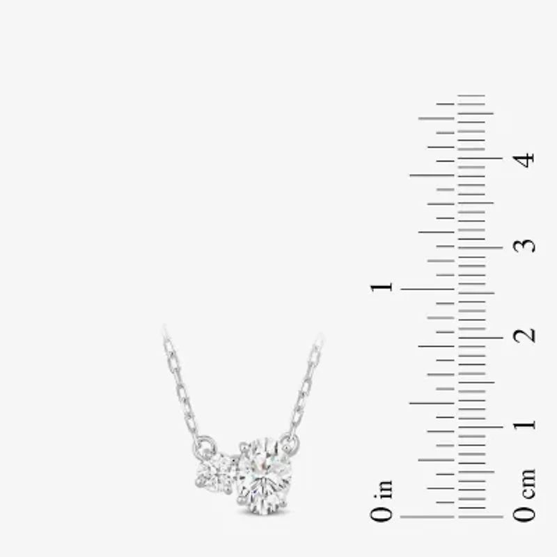 F / Si2) Womens 1/ CT. T.W. Lab Grown White Diamond 10K Gold 18 Inch Pendant Necklace