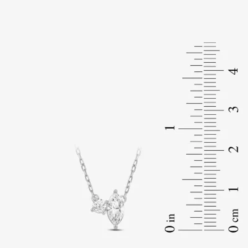 (F / Si2) Womens 1/2 CT. T.W. Lab Grown White Diamond 10K Gold 18 Inch Pendant Necklace